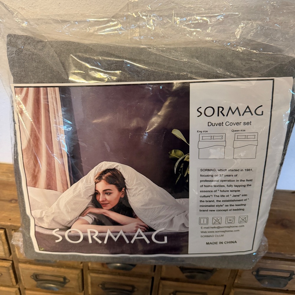 SORMAG Duvet Cover Set Charcoal Gray‎ Minimalist Bedding New